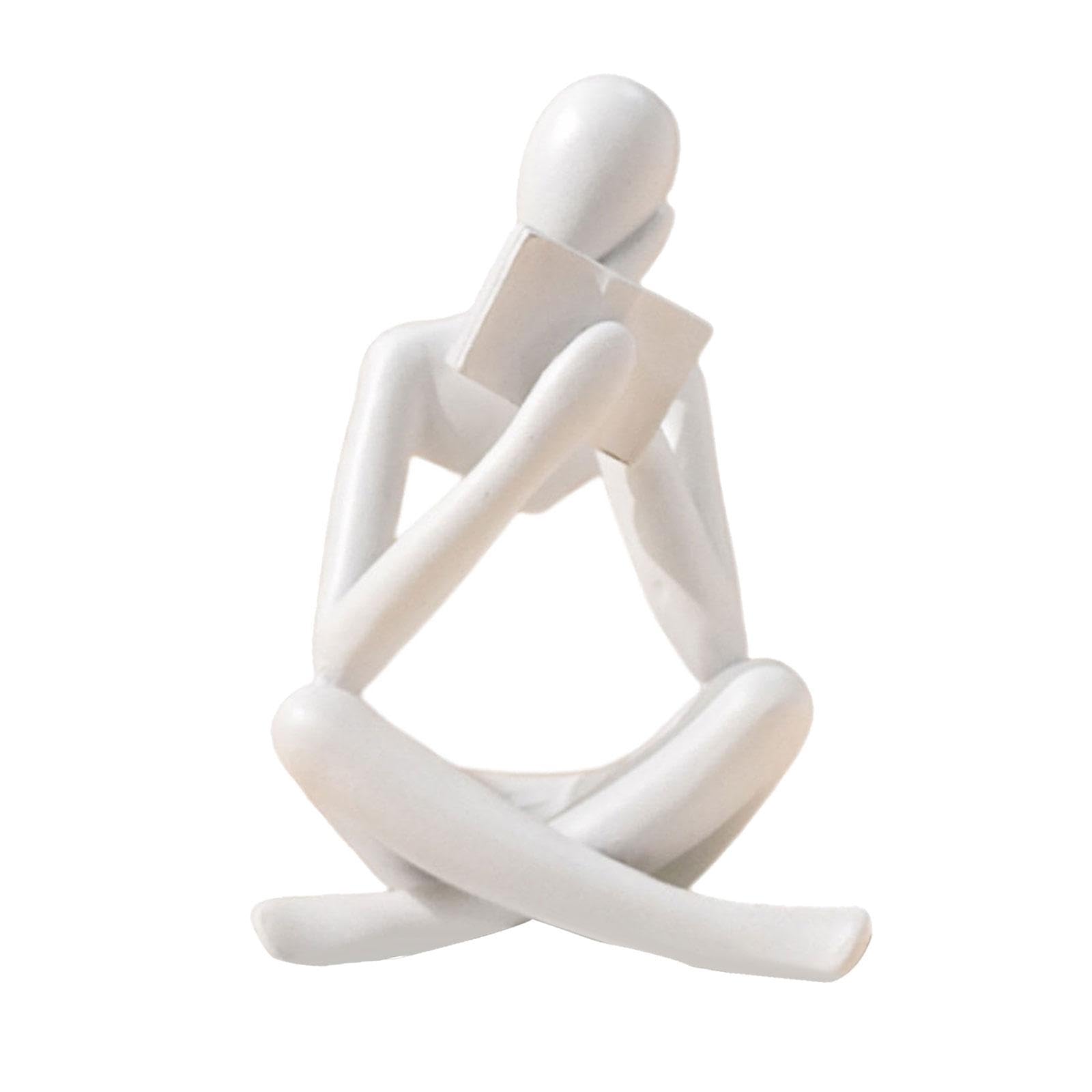 Statuette lecteur abstrait en résine blanche, le cadeau idéal pour amoureux des livres