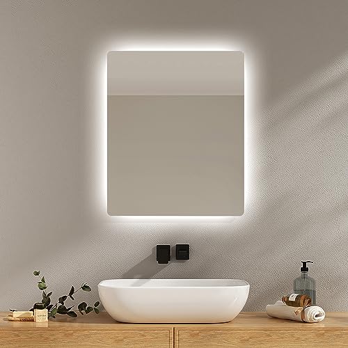 EMKE Badspiegel mit Beleuchtung 50x60cm, 2 Lichtfarbe Warmweiß/Kaltweiß – Ansicht 1