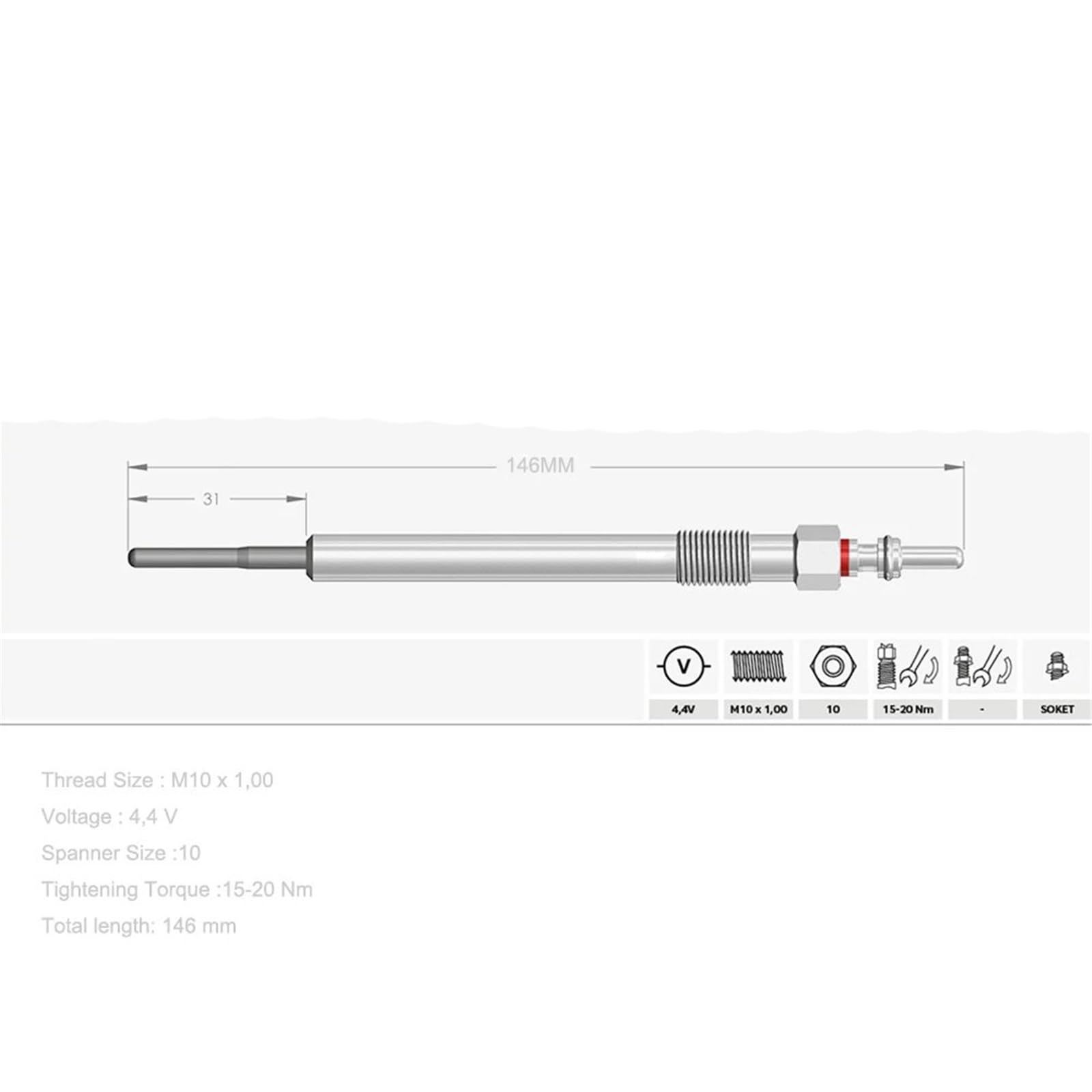 Bujía precalentamiento Compatible con Vauxhall para Insignia A 2013 2014 2015 2016 2017 2018 055570037 4X Bujías incandescentes doble núcleo calefacción estacionamiento coche