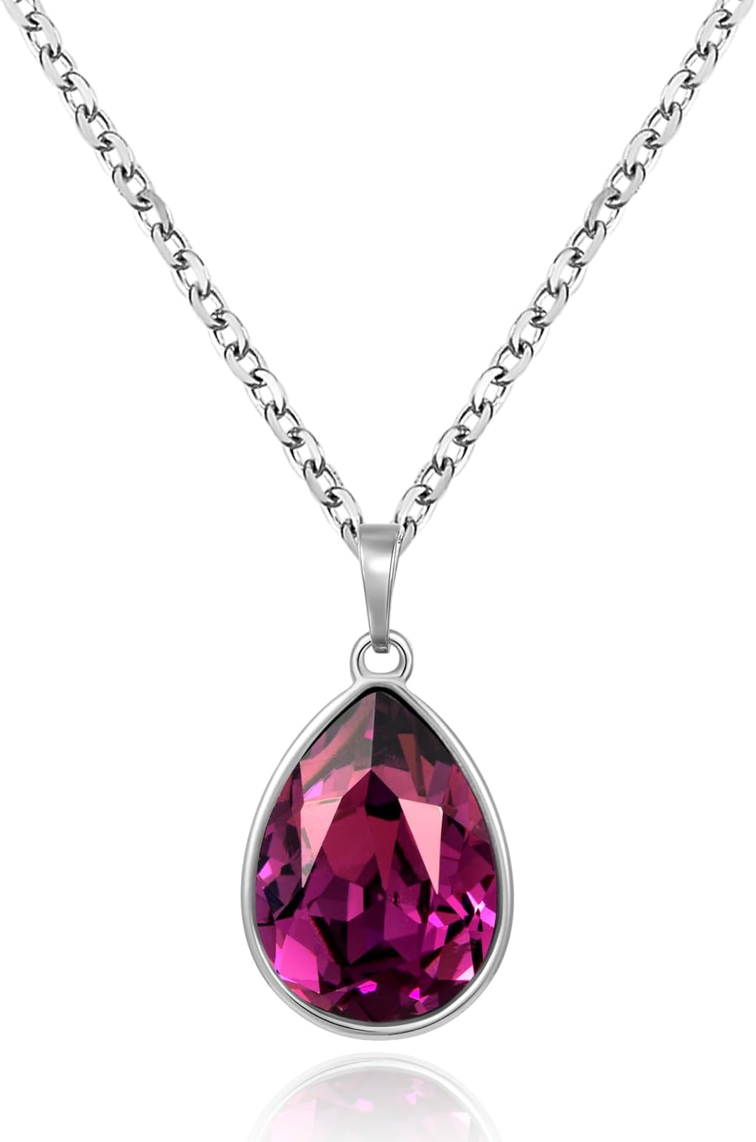 Teardrop Pendant Necklace Birthstone Crystal Sparkling Necklace for Women Wedding Party Accessories Gift
