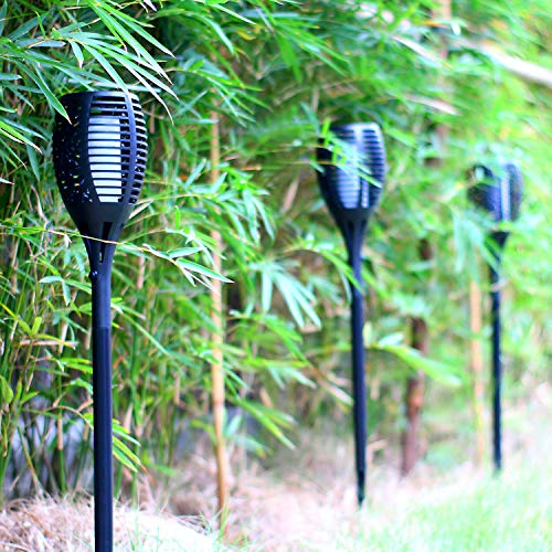 DIKAIDA 4PCs Solar Torch Lights, Upgrade Outdoor Tiki Light, 96 LED Waterproof Flickering Flame Torches, Landscape Decoration Lighting, Auto On/Off Dusk to Dawn