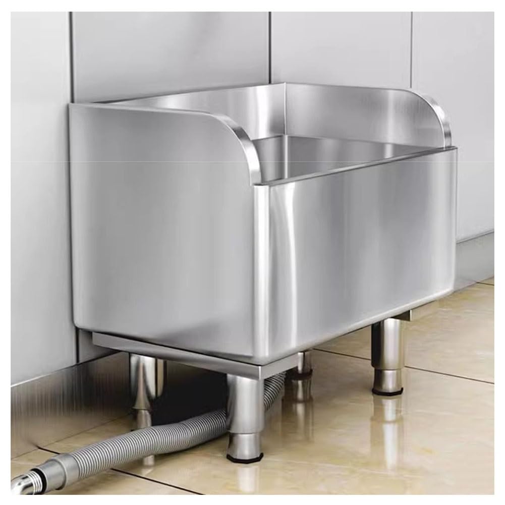 AYCDL Stainless Steel Mop Sink, Mop Service Basin with Sink Drainage/Strainer, Floor Mount Mop Sink for Commercial Kitchen, Restaurant, Garages,Silver-100x4,Silver-80x41x60cm