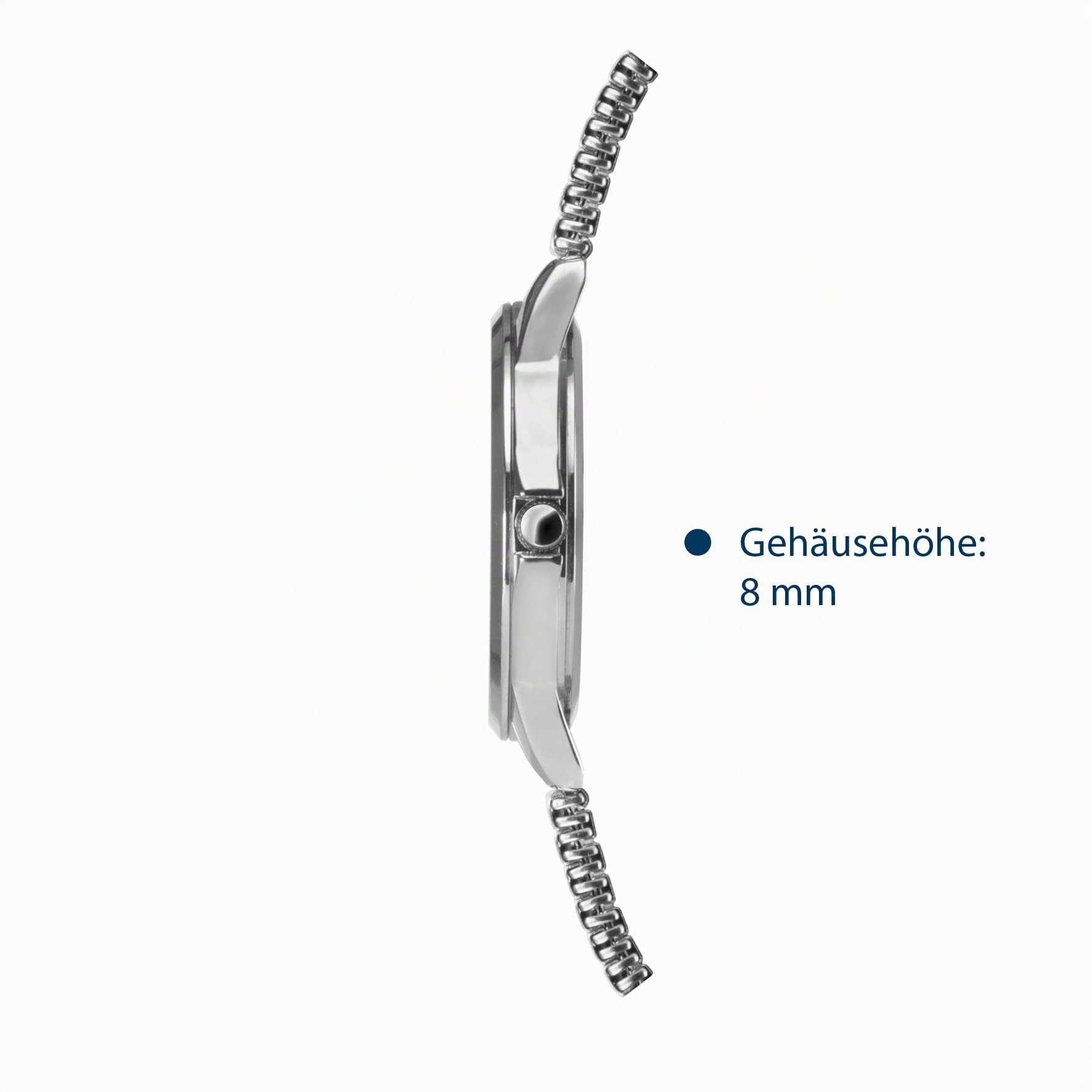 Atrium Herren Armbanduhr Edelstahl Analog Quarz mit Datum Anzeige und Edelstahl Zugband Flexband Silberfarben A12-51