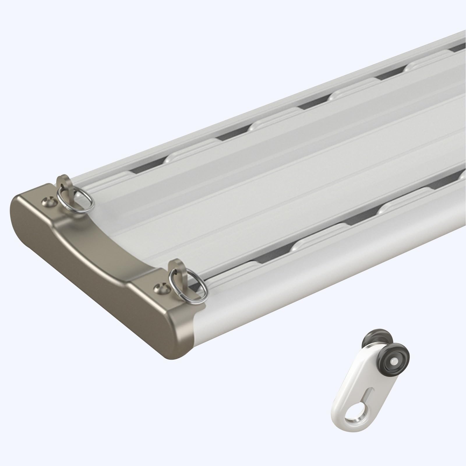 Wytrzymały karnisz sufitowy z podwójnym szynem – zestaw aluminiowych karniszy do montażu sufitowego, 110 cm, biały, idealny do podwójnych zasłon, łatwy montaż