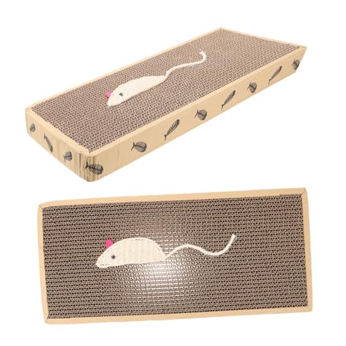 TOBBOMEY 2個 猫の爪研ぎおもちゃ インタラクティブな猫狩りおもちゃ インタラクティブな猫のおもちゃ 角の猫のスクラッチャー 猫の杖 猫爪研ぎ板 猫のスクラッチ段ボール Dark Brown