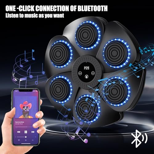 Image of Adult Musical Boxing Machine, Wall Mounted Music Boxing Machine with 9 Modes and Counting, Musical Boxing Machine with Boxing Gloves, Bluetooth Musicboxing for Children Home Training (A-Black)