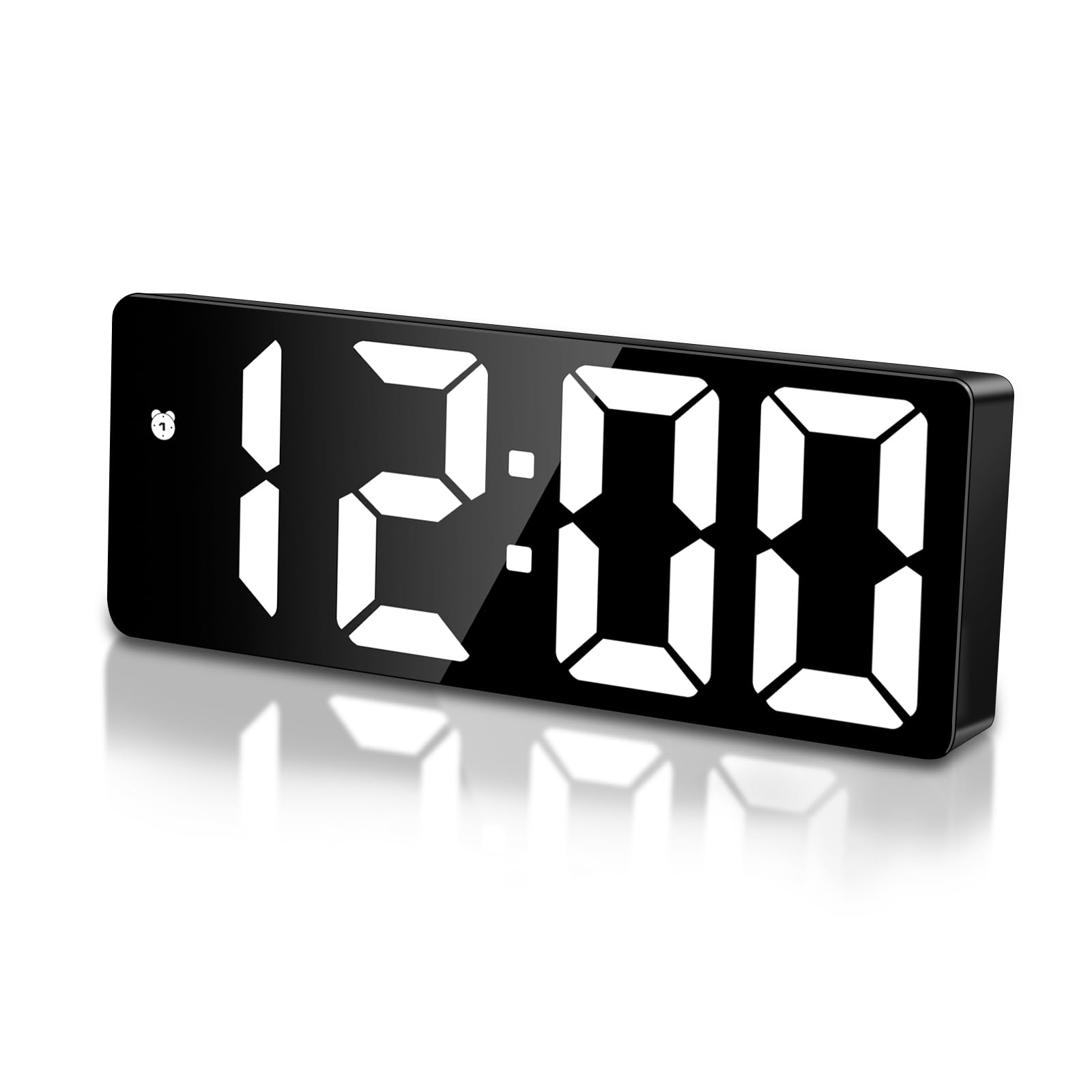 Sarsumir Alarm Clock, Digital Clock, LED Digital Alarm Clock with Time, Date, Temperature, Snooze Function, Brightness, Adjustable Alarm Clock, Children for Home, Bedroom, Office, White Light