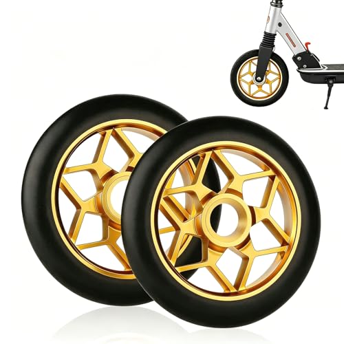 FuYelng 2 Pièces Roue Trottinette Freestyle, Antidérapant 110 mm Or Roues de Remplacement pour Scooter Dureté 88A, pour Plupart Trottinettes et Skateboards...