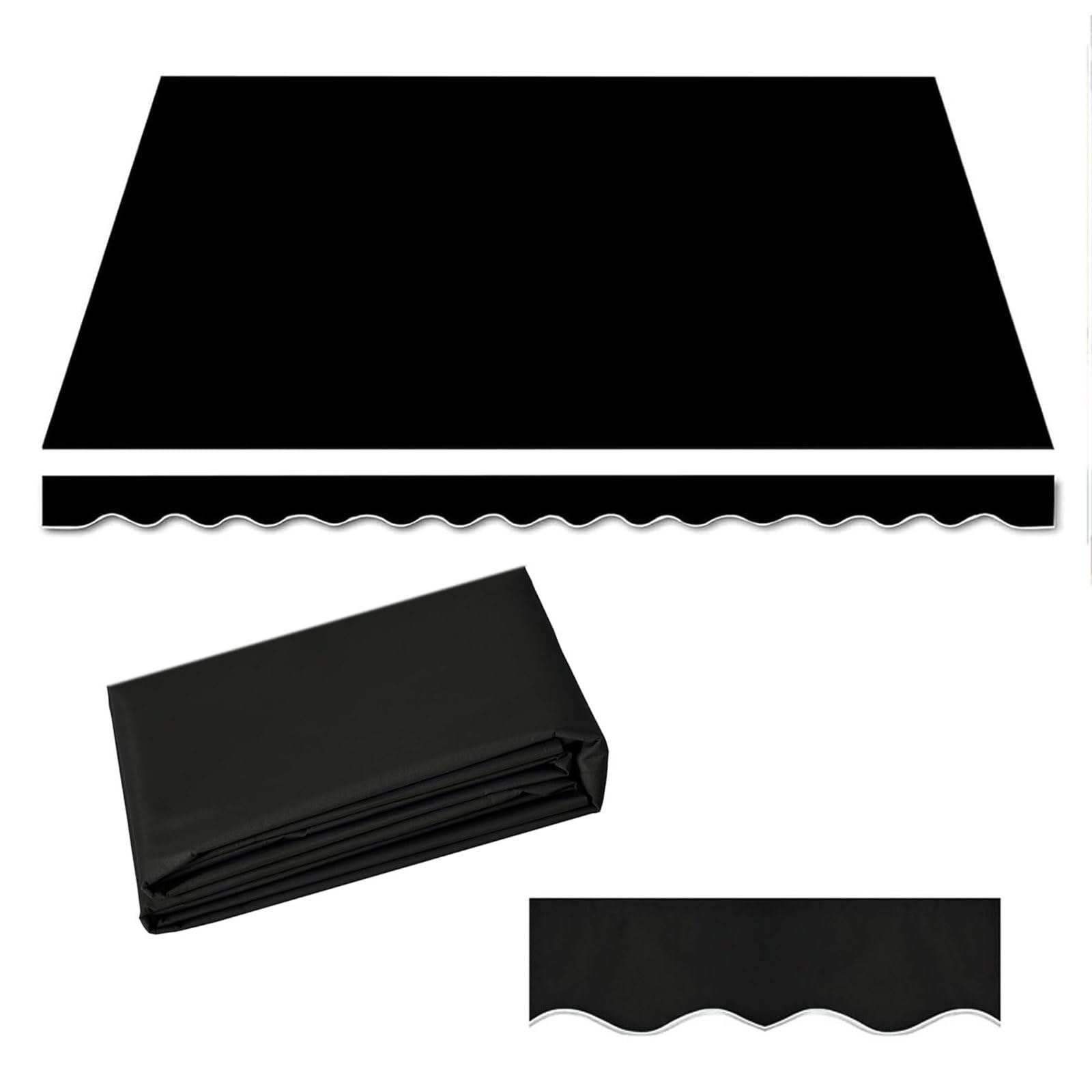 Toile de Rechange pour Store banne rétractable - Protection UV - Pare-Soleil pour terrasses, fenêtres et Portes extérieures - Dimensions sur Mesure : 4,88 m x 1,50 m - Couleur : Noir