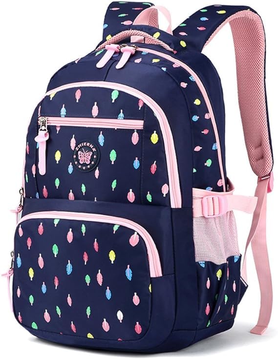 WHT Mochila Escolar de Nylon para niños y Chicas Adolescentes, Bolsas de Hombro livianas para portátil - Azul