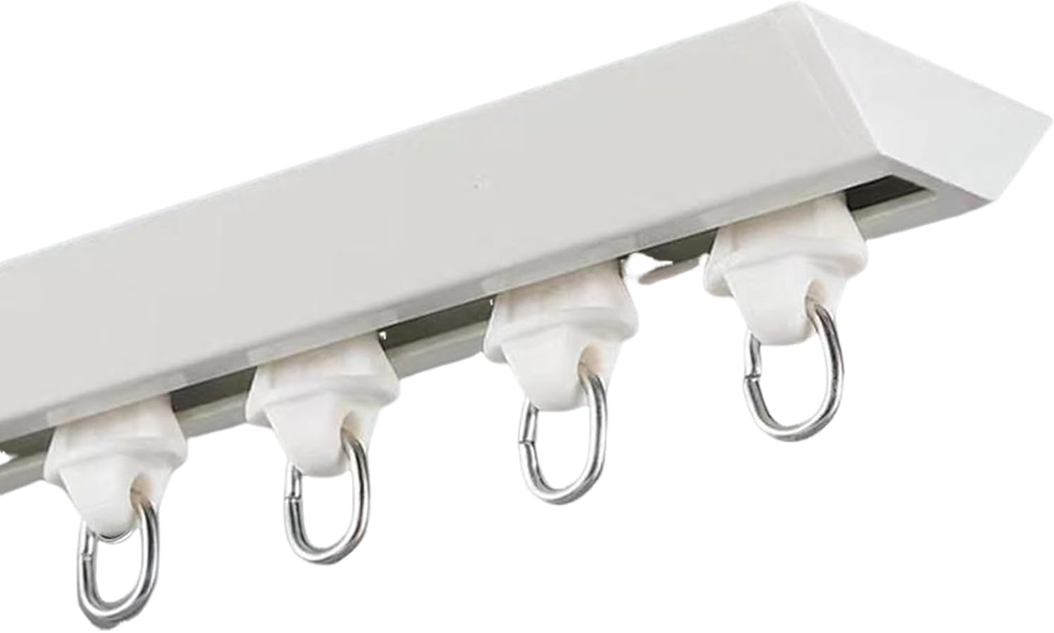 Ultra-Thin V-Shaped Aluminum Alloy Curtain Track System, 16.4ft Self-Adhesive/Screw Mount, Black/White, Perfect for Ceiling Installation, Room Divider, Home Decor