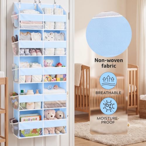 Blue Over the Door Organizer 5 Tiers, Extra Large Behind Door Storage of 10 Compartments, 80 lbs Weight Capacity Hanging Storage Organizer with Clear Window Kids Toys, Shoes, Diapers, Room storage by Ofiray-home - Image 7