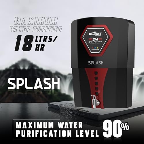 Image of Blueshell RO Water Purifier for Home|Splash Maroon | RO+UV+TDS| 9 Ltrs | Suitable For Borewell, Tank Water