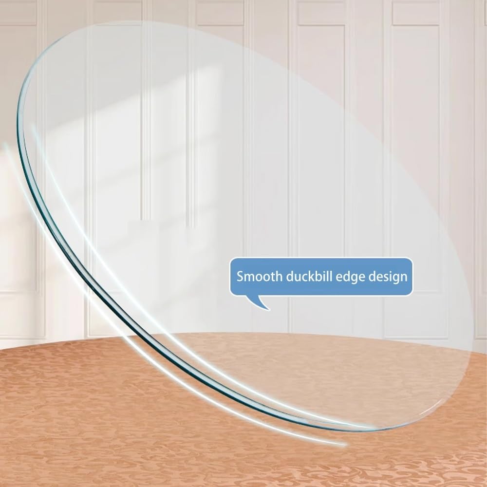 20'' Round Tempered Glass Table Top, Clear Glass Surface Polished Edge, Patio Dining Tabletop Protector with Non-Slip Pads(65cm/25.6in)