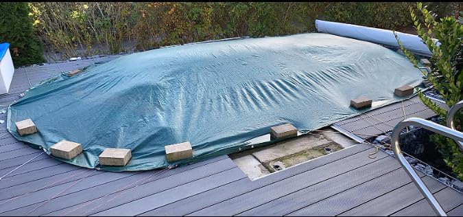 Miniatura 8 de Almohadas de piscina de 4 x 8 pies para piscinas sobre el suelo, kit de cierre de piscina para invierno, súper duradera y resistente al frío, cojín