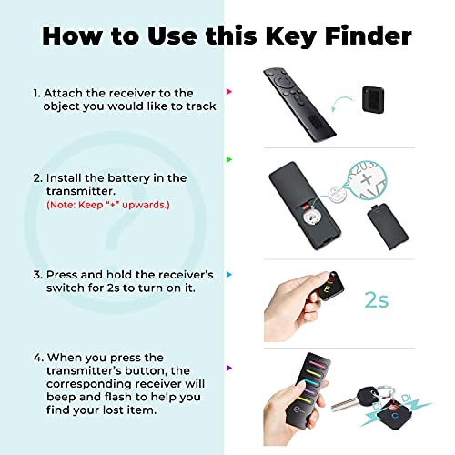 Key Finder, Esky 100Db Wireless Rechargeable Rf Remote Finder With 197Ft Working Range, 1 Transmitter And 5 Receivers Key Locator For Finding Tv Remote, Keys, Pet, Ideal For Elder And Forgetful People #TOP1