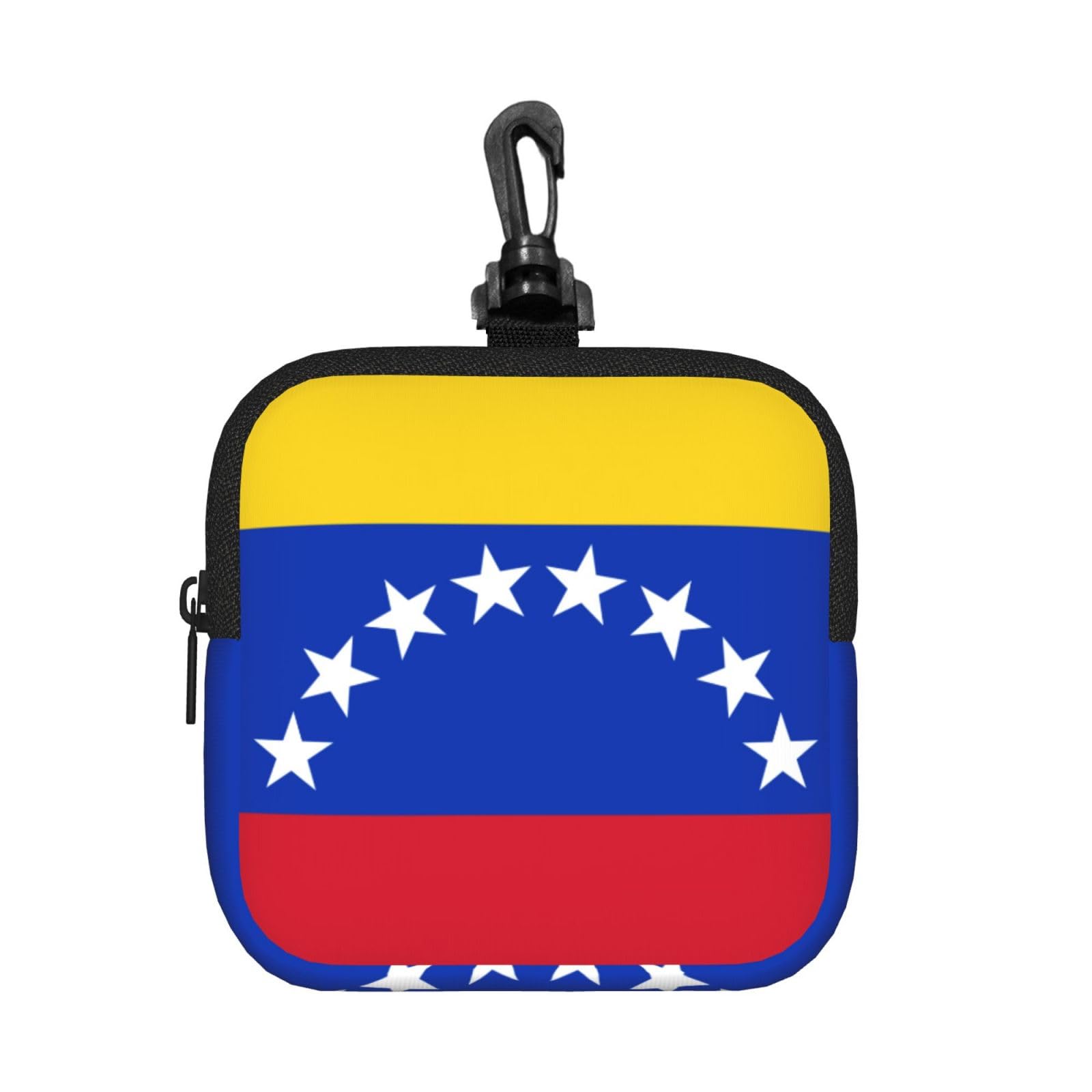 Ercgad Unisex Black Flag Of Venezuela Print Square Storage Bag Travel Toiletry Cosmetic Organizer Pouch Lightweight Reusable