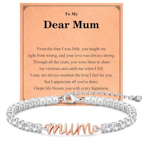 EPVID Gifts for Mum Cubic Zirconia Tennis Bracelet for Women Mother Gift from Daughter Son Christmas Birthday Mothers Day Gifts for Mum Stocking Fillers for for Women