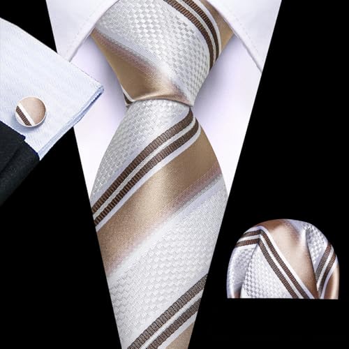 Image of Barry.Wang Mens Tie Set Plaid Check Neckties Formal Business Wedding Luxury Pocket Square Cufflinks