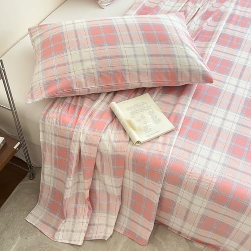 Drap plat 120x230cm en coton à rayures marron pour lit simple - 7