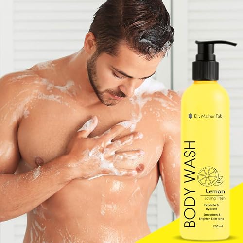 Image of MASHUR FAB Body Wash - Exfoliating & Hydrating Formula | Brightens Skin Tone | 250ml Multiple Fragrance (Pack Of 1 Body Wash + Vitamin C Serum + Perfume)