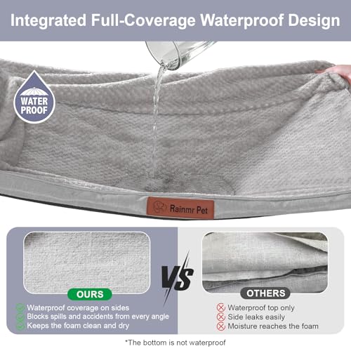 Orthopedic Dog Bed for Small and Medium Dogs, Memory Foam Pet Bed with Washable Removable Cover, Nonskid Bottom, Waterproof, for Indoor, Outdoor, Crate & Car Use, 30x20x6 Inches, Light Grey - Image 5