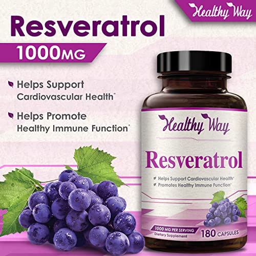 Healthy Way Pure Resveratrol 1000Mg 180 Capsules #TOP3