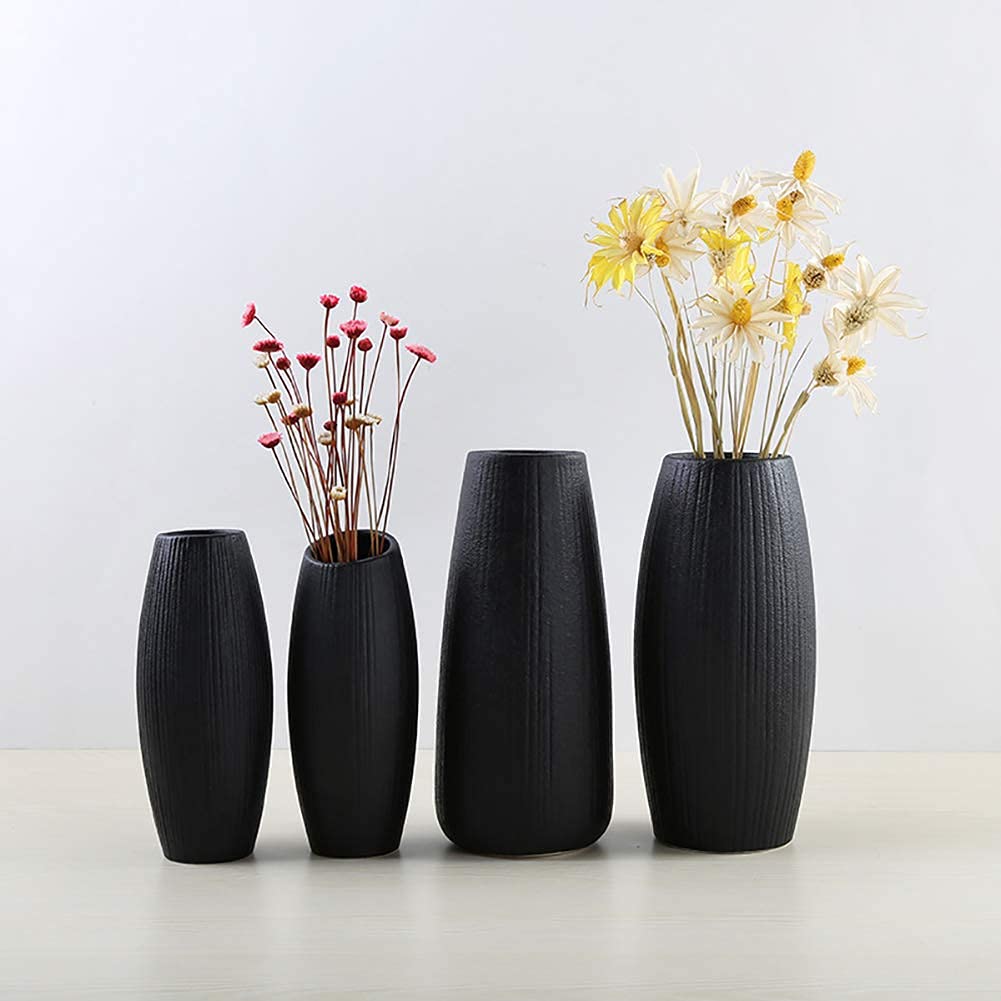 qiuqiu Keramische vazen, moderne vaas zwarte vaas, kleine keramische vaas creatief bloemenarrangement kleine bloem bruiloftsdecoratie modern minimalistisch Home-A