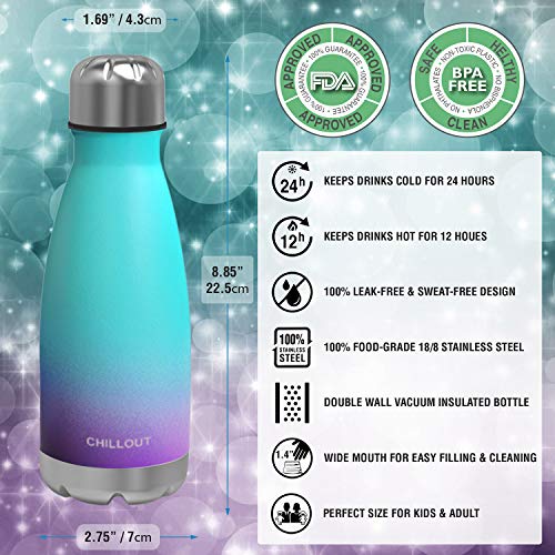 Image of CHILLOUT LIFE 12oz Kids Insulated Stainless Steel Water Bottle, Leak Proof
