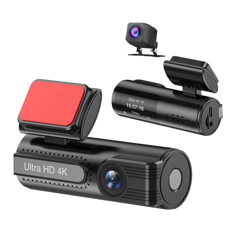 V21 Enregistreur de conduite HD 4K Vision nocturne et arrière Double lentille WiFi Suivi de connexion sans GPS