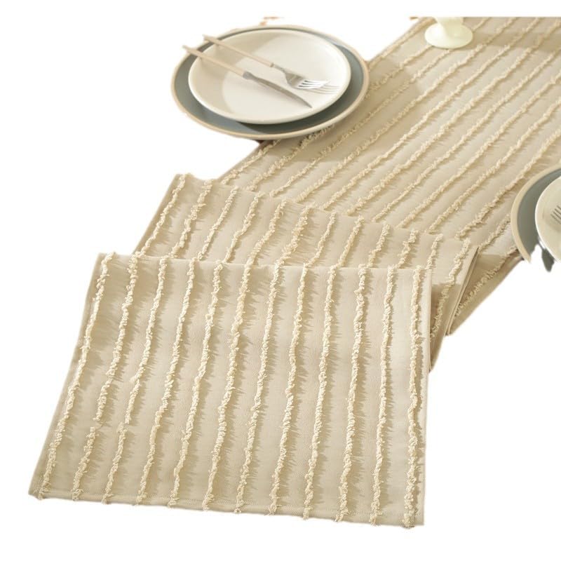 Camino De Mesa Beige Decoración De Habitaciones,,Rectangular, Mantel De Mesa, Sin Arrugas, Antideslizante, Decoración para Comedor, Fiesta, Vacaciones