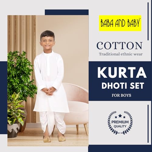 Image of BABA AND BABY Boy's Cotton Kurta Pyjama Set