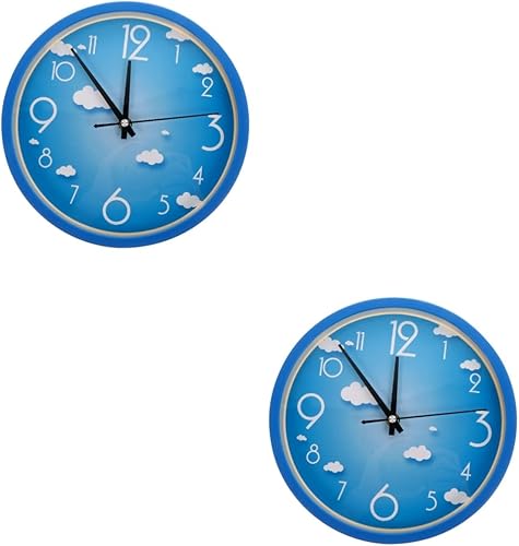 Garneck 2pcs Silent Wall Clock Decorative Wall Clock Antique Wall Clocks Simple Wall Clock Wood Wall Clock Reloj Digital De Pared Old Wall Clock