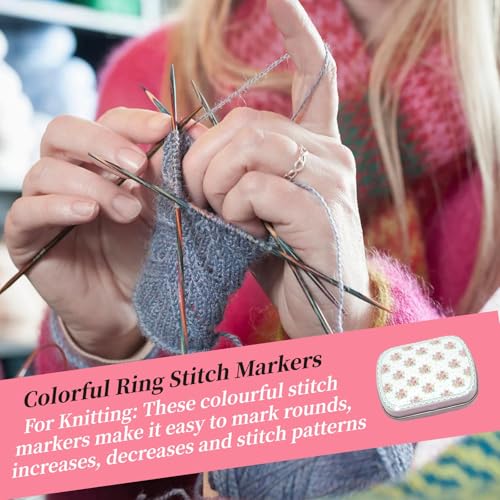 Image of Wonafa 50 Pcs Helical-Shaped Crochet Markers Ring,Boxed Crochet Rings,Multicolor Metal Stitch Markers Knitting Stitch Markers for Sewing Knitting DIY and Handmade Crafts (Spiral-50Pcs)