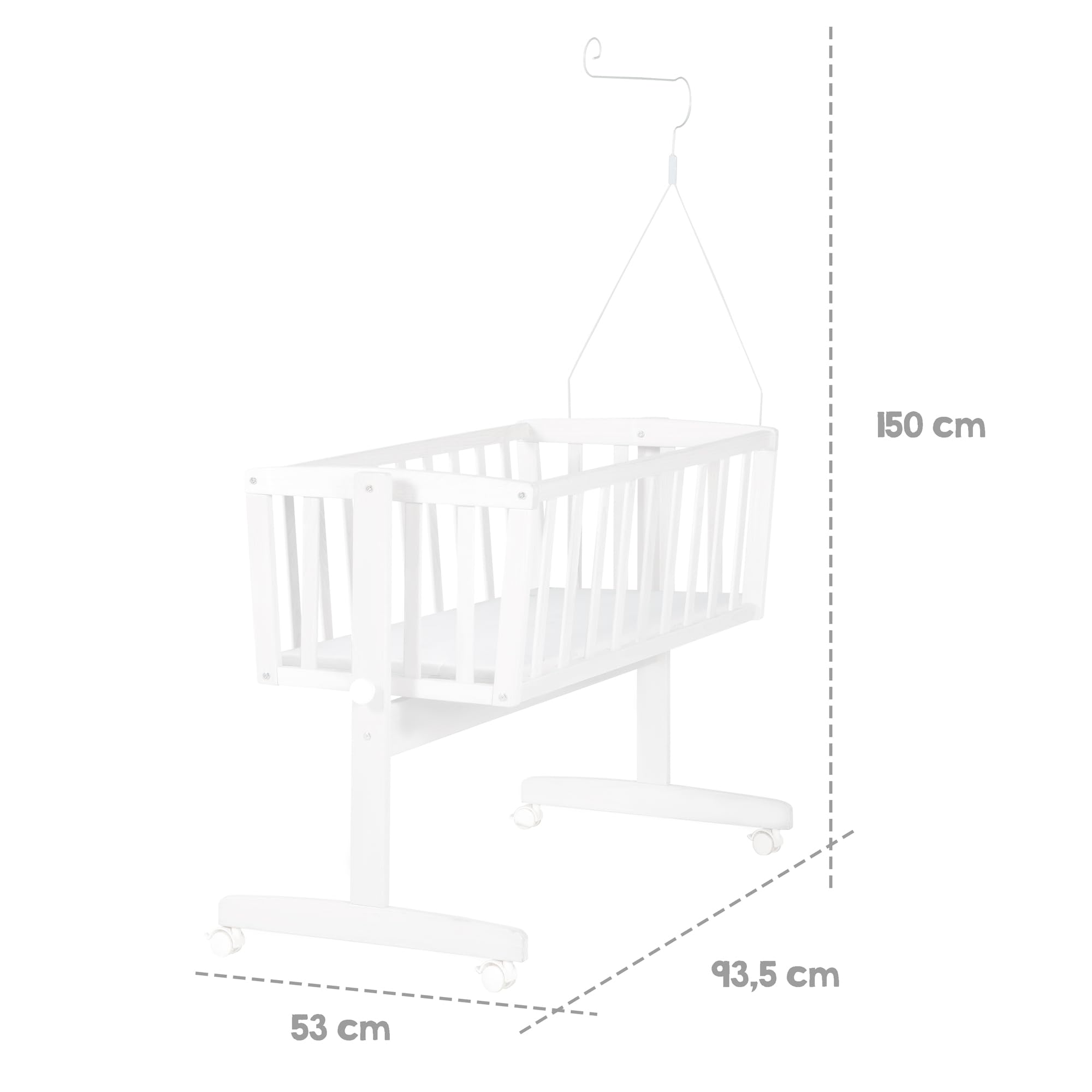Kleine Wolke Culla e Lettino Design a Nuvola 40 x 90 cm Legno Bianco/Rosa