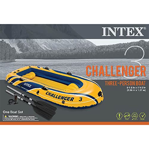 Intex Challenger 3 Boat 2 Person Raft & Oar Set Inflatable With Motor Mount Kit #TOP7