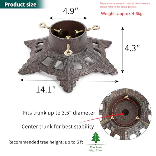 Soporte para árbol artificial y real base de metal de Navidad con copos 6