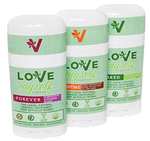 The MOST Clean, Organic and Natural Deodorant that Actually Works! Coconut Oil based, Aluminum Free, Vegan, All-Natural Organic Deodorant. The Love Myself Organics – All 3 Scents - 3 Pack Bundle