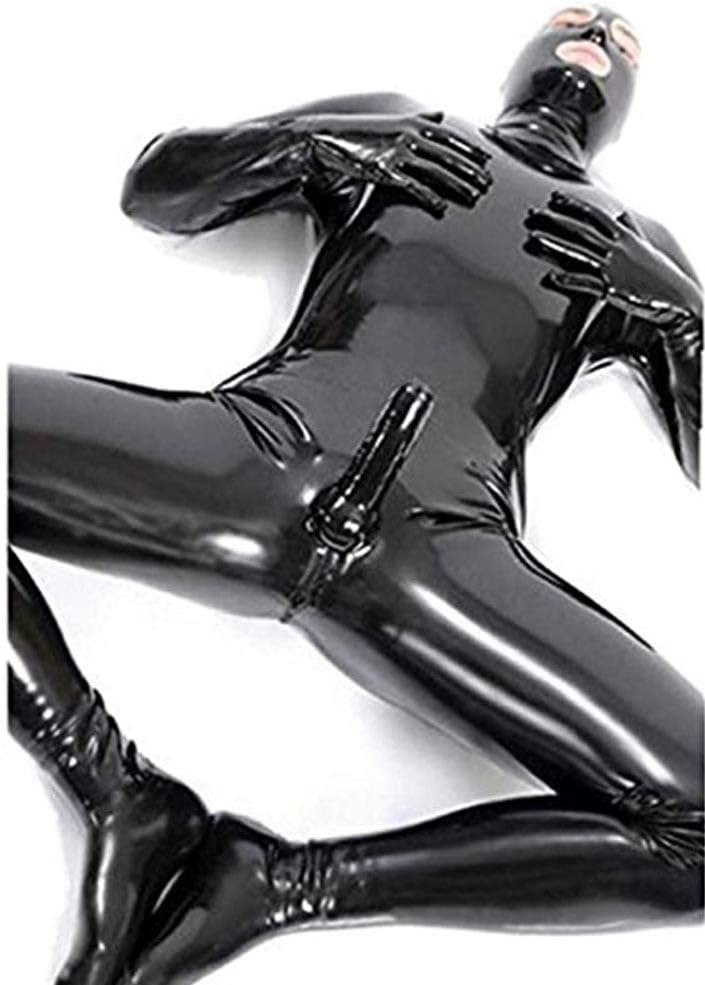 Sexy Men And Women Wet Look DS Stage Catsuit Clothing Prisoner Patent Leather Jumpsuits Cosplay Zentai Catsuit Gloves Mask Bodysuit