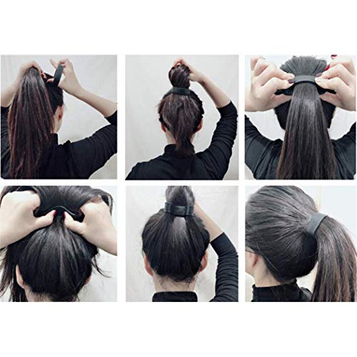 Arestech Silicone Foldable Stationarity Elastic Hair Band Women Ponytail Holder Tool Multifunction Hair Accessories (Black)