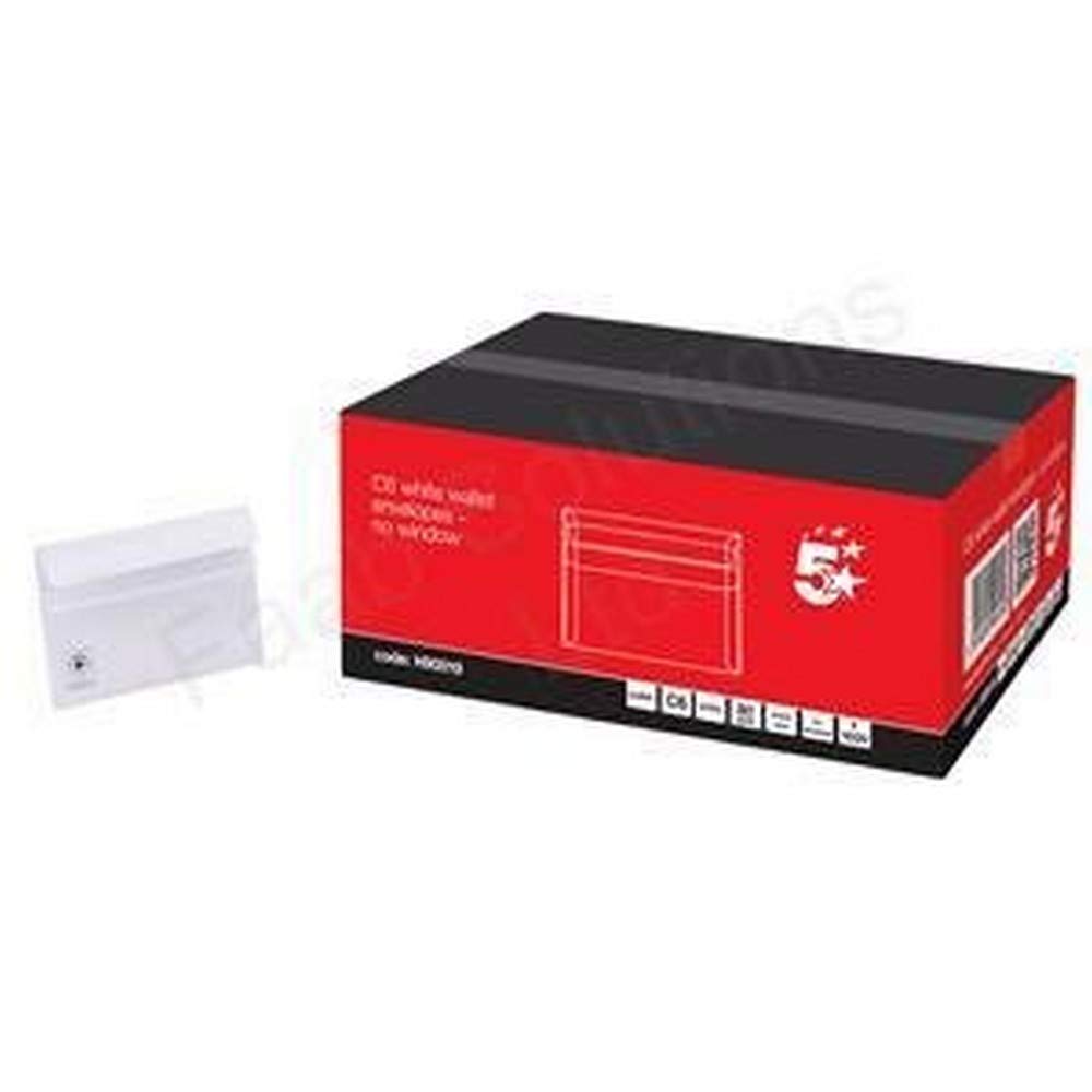 5 Star C6 White Envelopes Peel and Seal (1000 Pack) Envelope Wallet Strong 80gsm