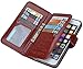 Valentoria Premium Vintage Leather Wallet Case Magnetic Detachable Slim Back Cover Card Holder Slot Wrist Strap (Brown)