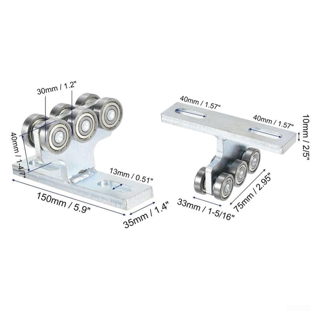 Carrello di sollevamento per carichi pesanti con rulli, compatibile con canali Unistrut PE 41 x 41 mm, T-Pe a 6 ruote per soluzioni efficienti di supporto per cavi pesanti e tubi