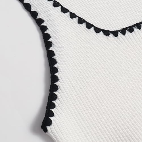 Women's Vest Casual Square Neck Sleeveless Side Contrasting Color Slim Knit Crop Top with Exposed Navel4