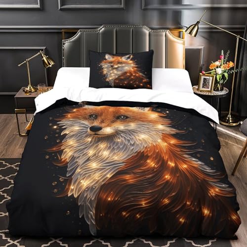 Housse de couette renard imprimée en 3D avec fermeture éclair invisible - 3