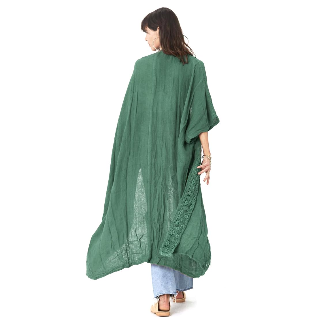 Copricostume Donna Mare Lungo Kimono Spiaggia Respirante Cardigan Estivo Elegante Caftano Bikini Copri