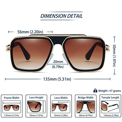 Image of Freckles Mark Trendy Retro Sunglasses for Men Women Stark Vintage Shades 70s Italian Fashion Square Metal Glasses