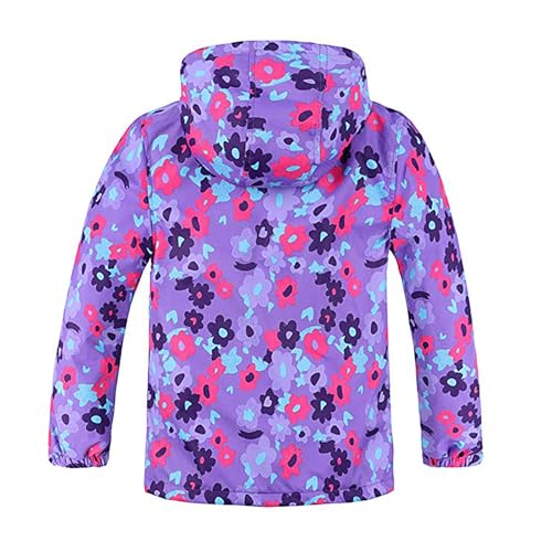 Image of MGEOY Boys Girls Rain Jacket Lightweight Waterproof Hooded Fleece Lined Raincoat Windbreakers for Kids