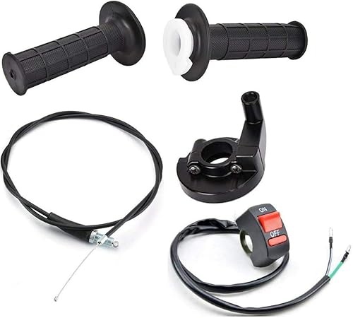 CALU LUKY Empuñaduras de mango de acelerador giratorio de 0.86 pulgadas, 50 90 110 125 cc Pit Bike Dirtbike (agarre de mango + cable + abrazadera de