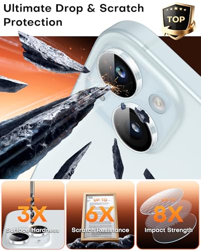 Image of TOCOL Camera Lens Protector for iPhone 15 / iPhone 15 Plus Tempered Glass HD Individual Scratch Resistant Camera Cover Accessories Case Friendly 2 Pack(Clear)